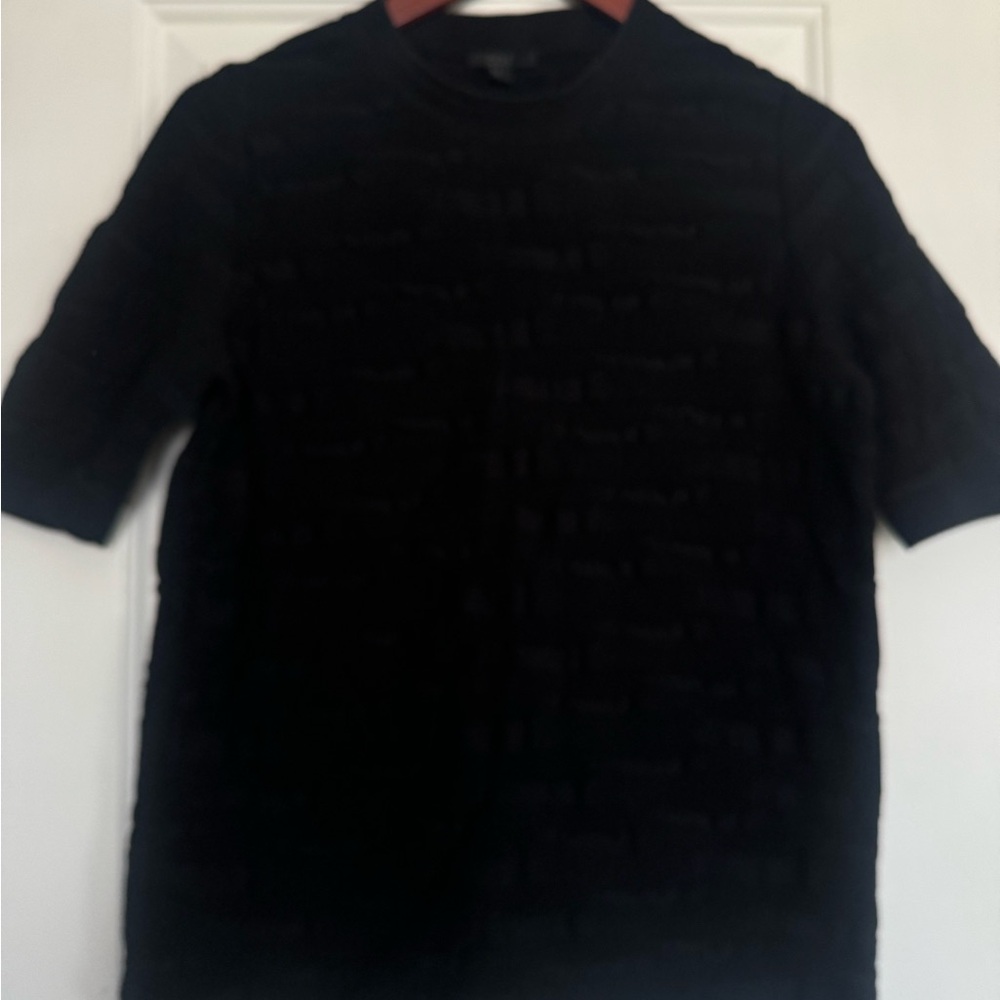COS - Black Textured Short Sleeve Top - Size M